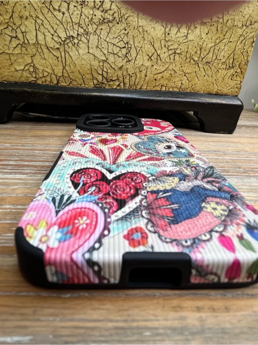 Abstract Heart Eye iPhone 16 Pro Case Boho Multi-Color Textured Cover NEW